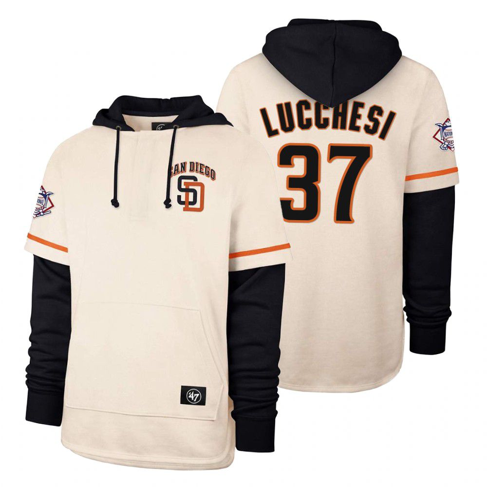 Men San Diego Padres #37 Lucchesi Cream 2021 Pullover Hoodie MLB Jersey->san diego padres->MLB Jersey